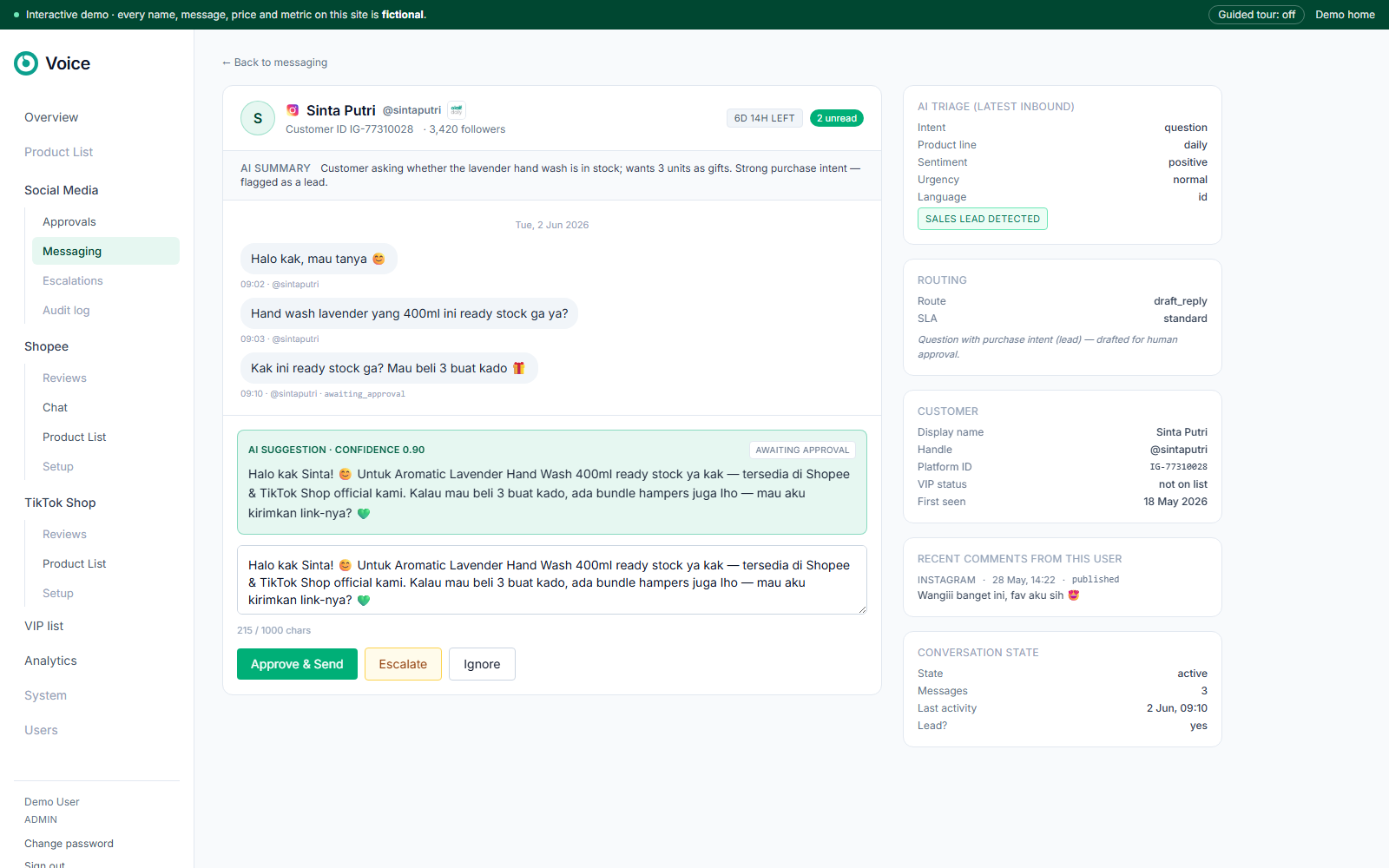 Olaif Engage — Brand-perfect replies, every time