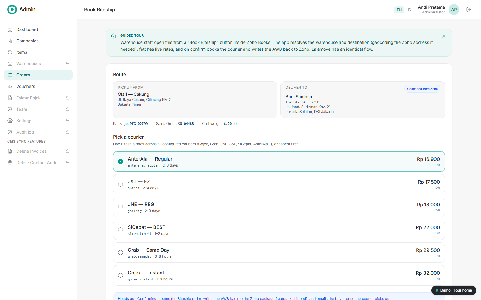 Olaif Purchase — Live rates, one-click dispatch