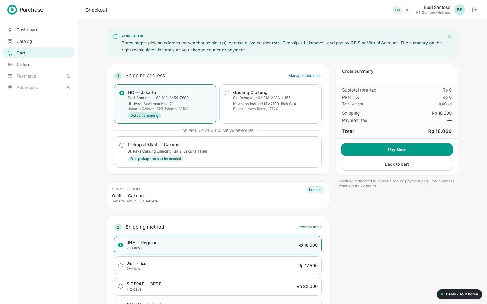 Olaif Purchase — One checkout for cash & credit