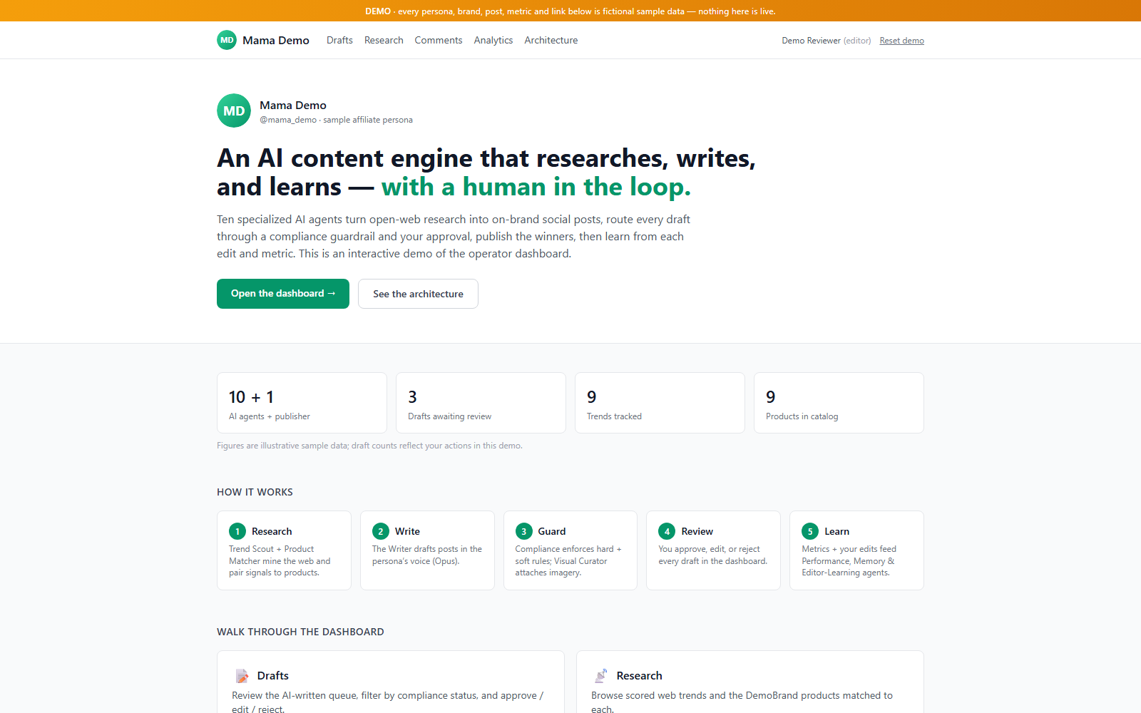 Persora — main dashboard