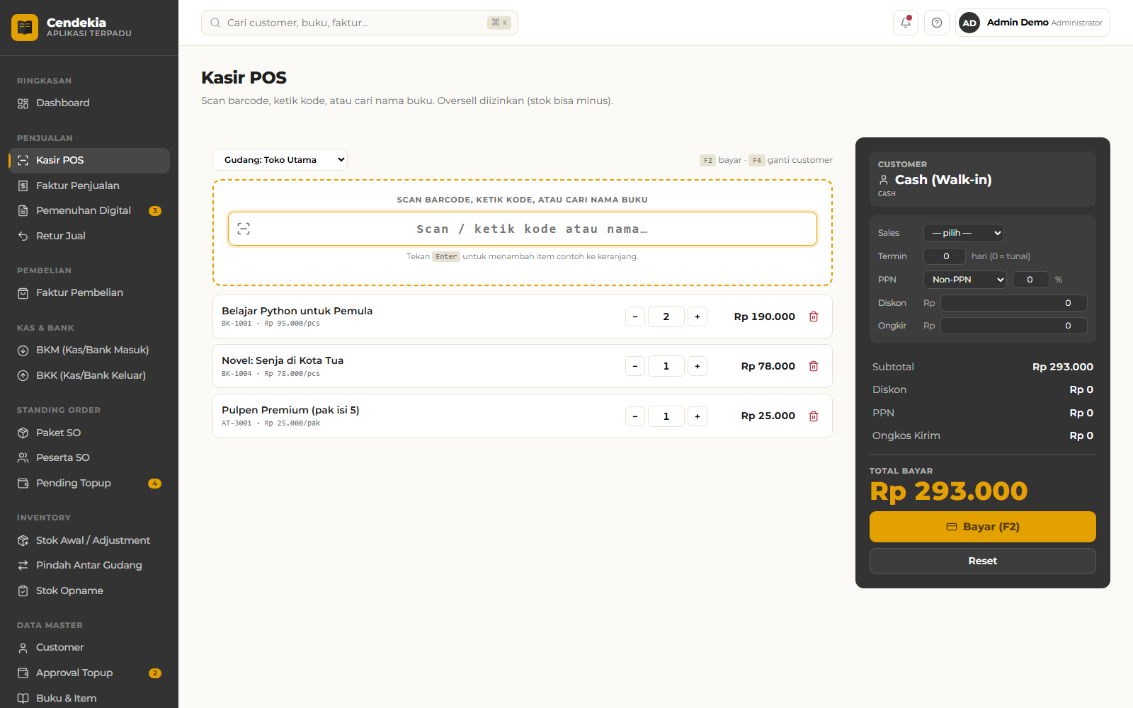 Pustaka — Point of sale, built for the counter