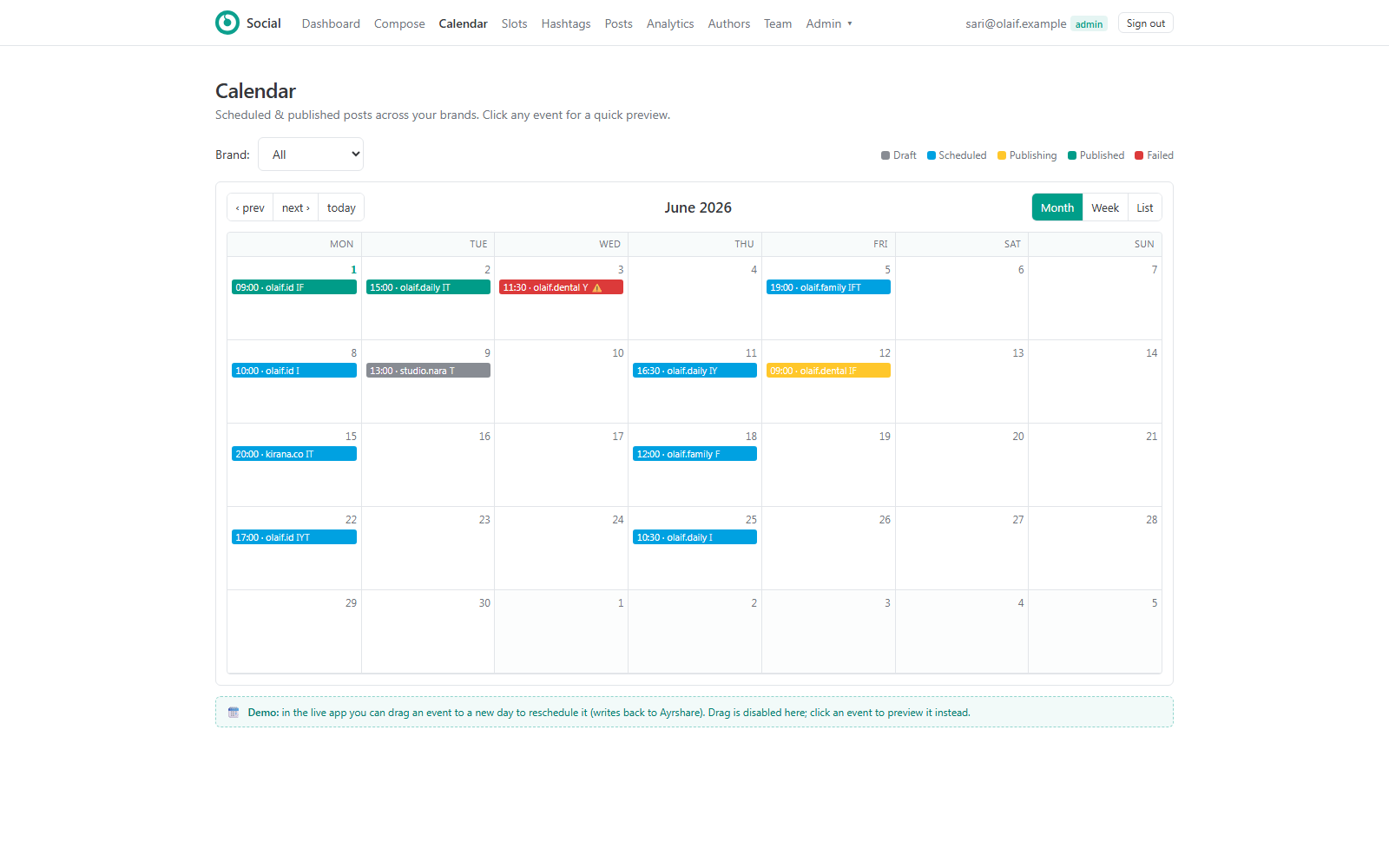 Social Post — Plan the whole month at a glance