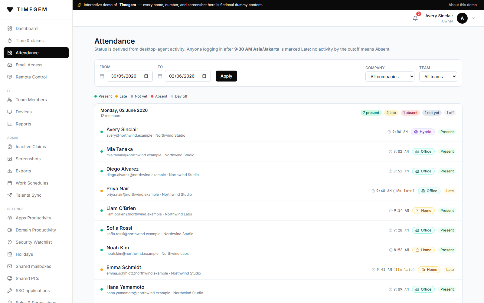 Timegem — Automatic Attendance Tracking