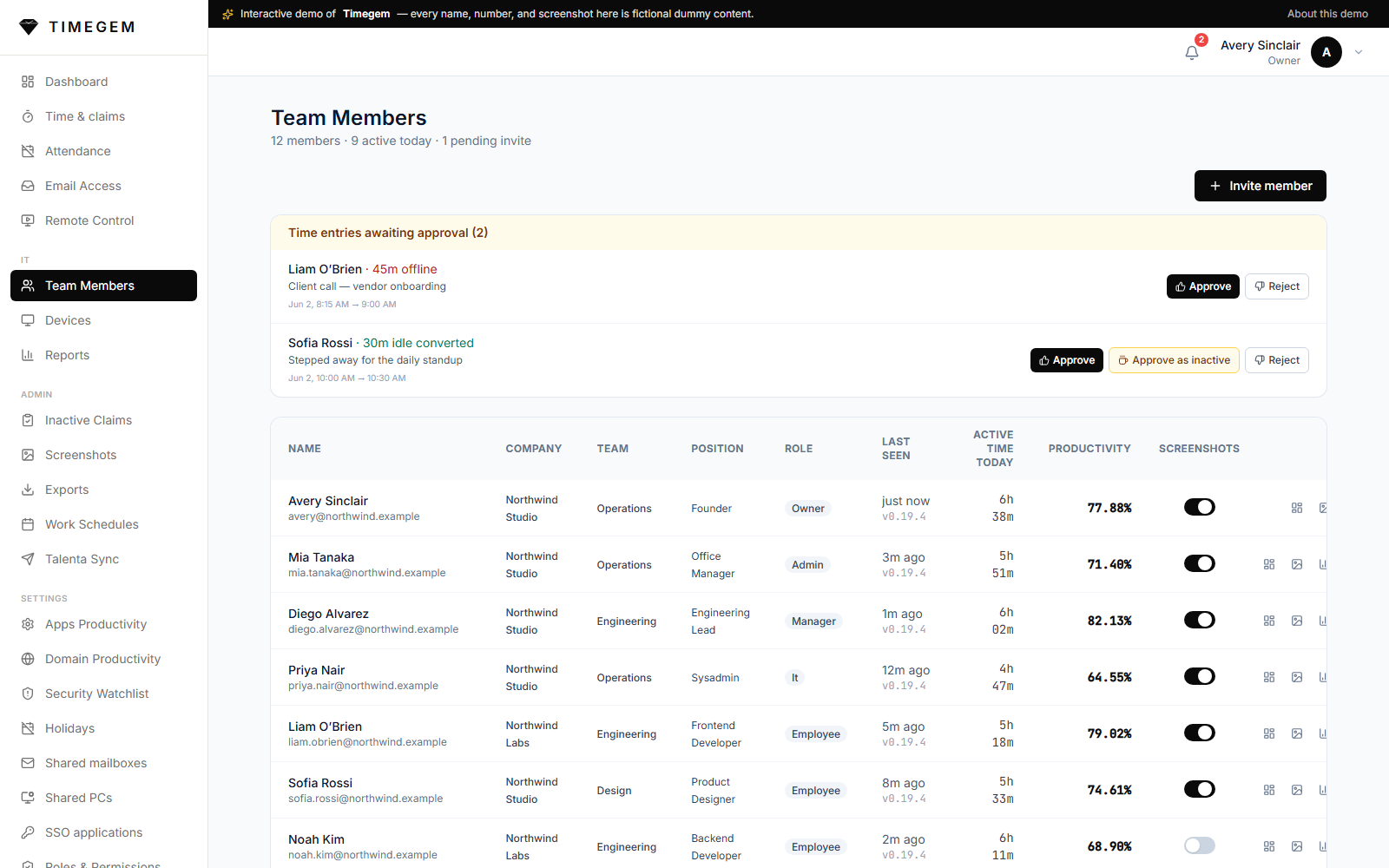 Timegem — Team Monitoring & Attendance