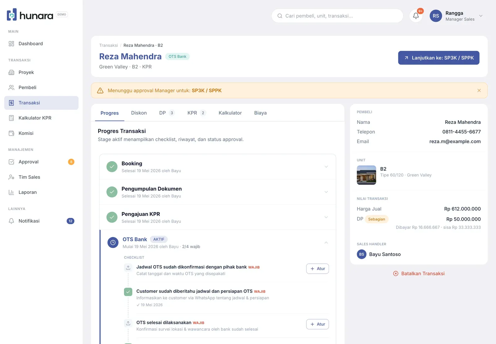 Hunara — staged transaction pipeline