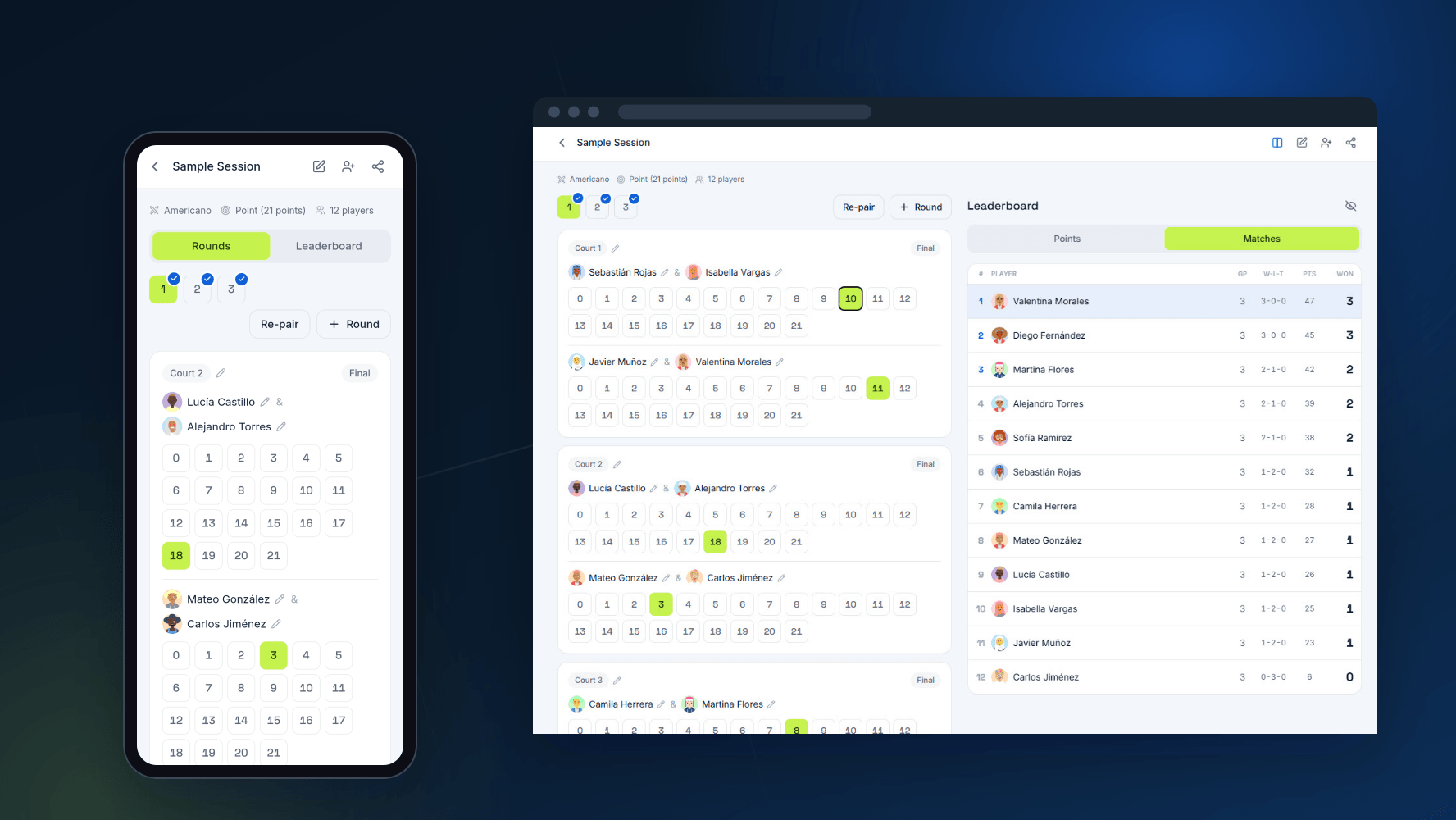 PadelScore preview
