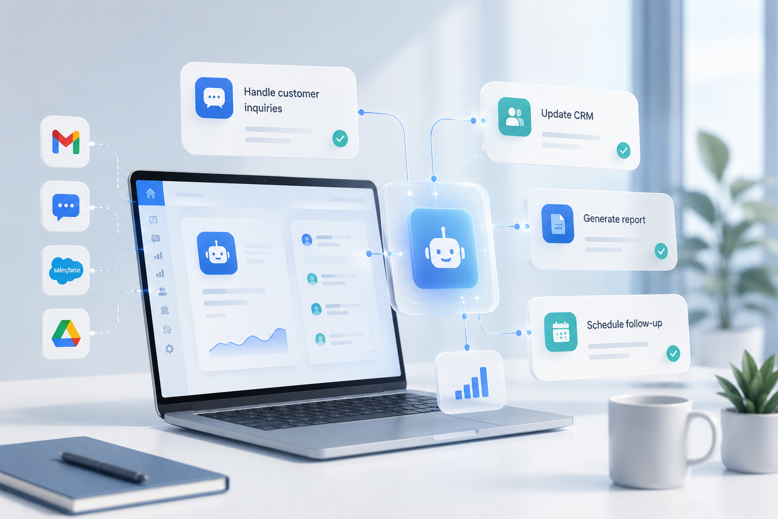 Illustration of connected AI-powered business applications